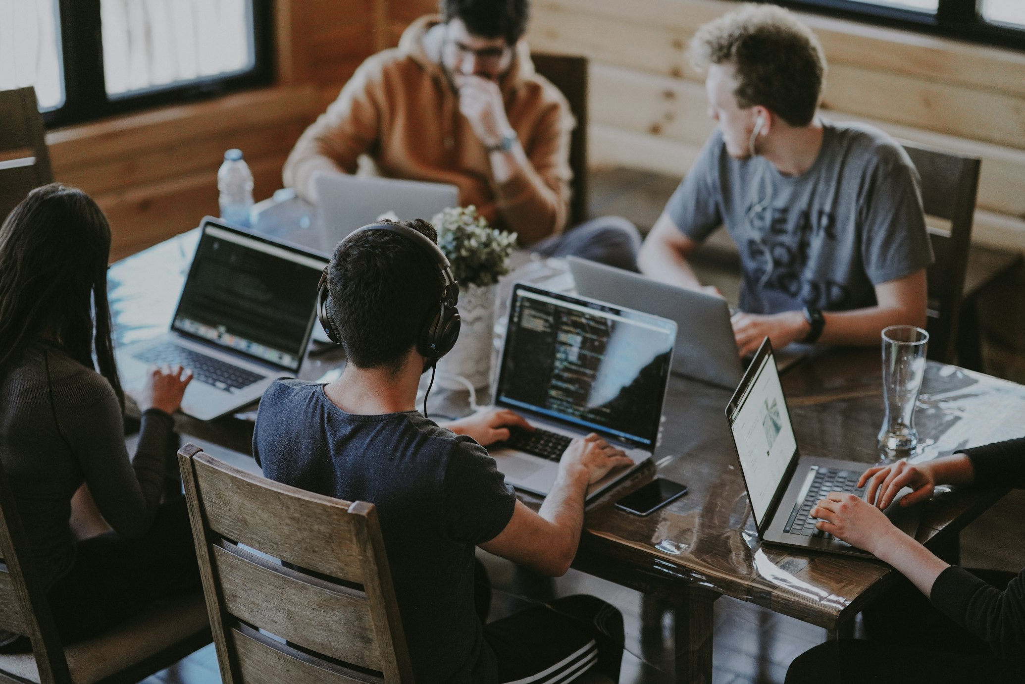 Startup team collaborating on a project